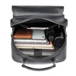 Casual Business Cowhide Leather Backpack Laptop Bag For Men - Image 3