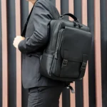 Casual Business Cowhide Leather Backpack Laptop Bag For Men - Image 7
