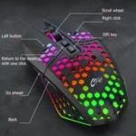 FMOUSE  X801 8 Keys 1600DPI Hollow Luminous Gaming  Office Mouse,Style: - Image 7
