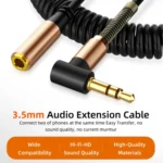 3.5mm Male To Female Spring AUX Extension Cable Speaker Audio Cable, Cable Length: 1.5m - Image 5
