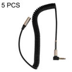 5PCS 3.5MM Male To Female Elbow Spring Retractable Audio Line, Cable Length: 1.5m