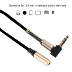 5PCS 3.5MM Male To Female Elbow Spring Retractable Audio Line, Cable Length: 1.5m - Image 4