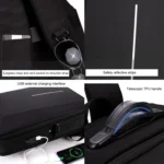 Men Business Shoulder USB External Interface Computer Bag, Color: 8001 Black - Image 5