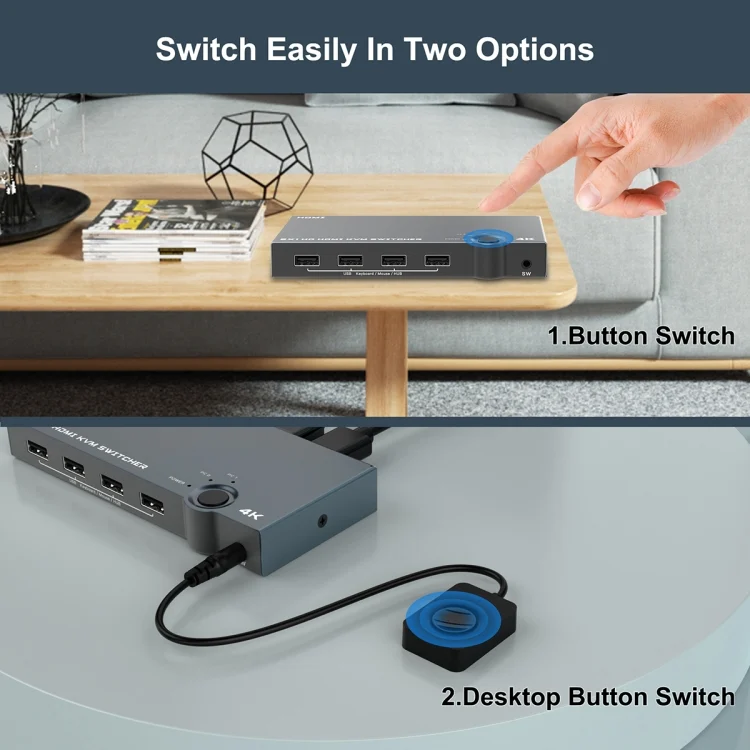 TBD0602383001_B5.webp 2 In 1 Out 4K 60Hz KVM HDMI Switch  USB Swltch Splitter Box HUB - Image 6