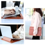 PU08DZ Leather Laptop Liner Bag with Stand Function - Image 7