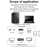 HDMI Female To VGA Male With Audio Adapter Computer Monitor TV Projector Converter - Image 3