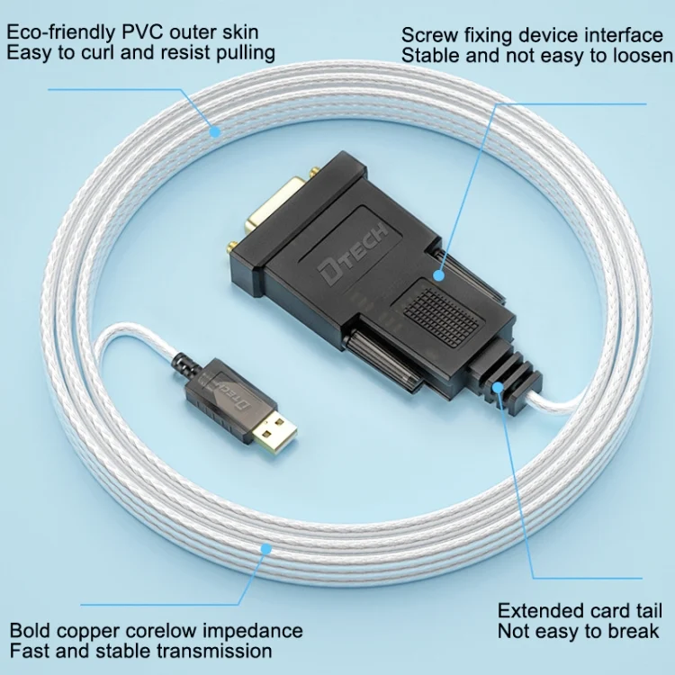 TBD06024541_6.webp DTECH DT-5002A 1.8m USB To RS232 Serial Line DB9 Needle COM Port - Image 7