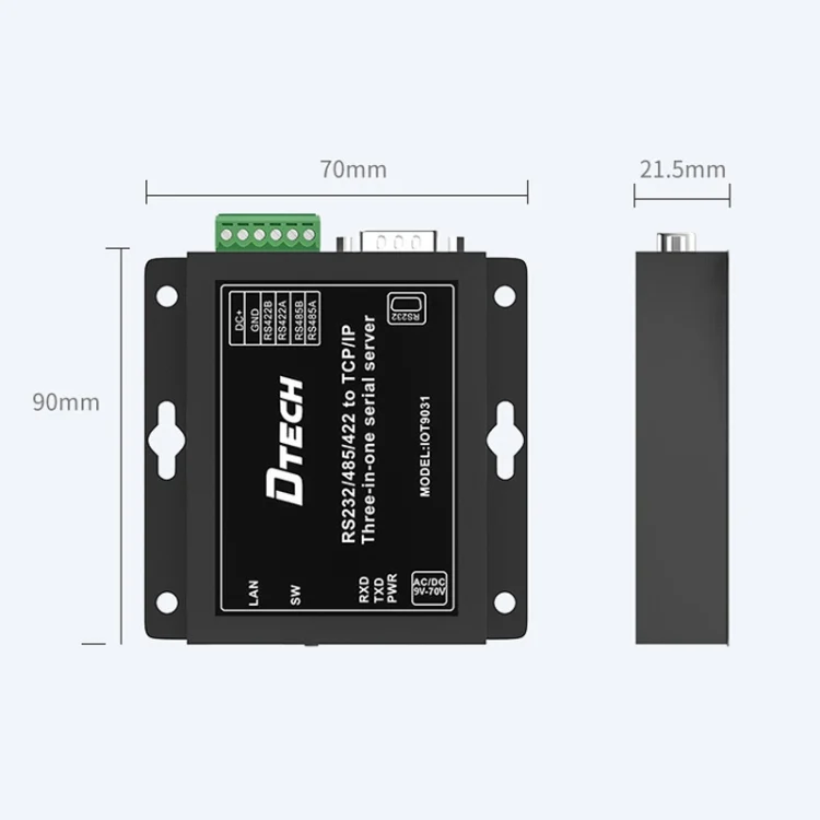 TBD06024593_2.webp DTECH IOT9031 RS232/485/422 To TCP 3 In 1 Serial Server, CN Plug - Image 3