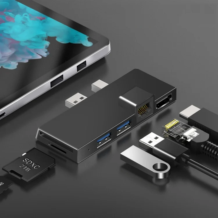 W05 8 In 1 USB3.1 Gne1 Ethernet RJ45 Converter For Surface Pro4/5/6