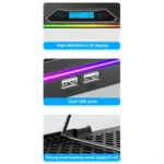 ICE COOREL K15 6-Fans Adjustable LCD Screen Laptop Stand Radiator With RGB Atmosphere Light - Image 4