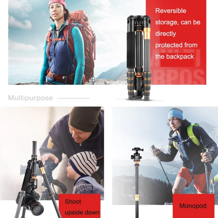 TBD0602795401_B4.webp QingZhuangShiDai Q666C Portable Travel Photography Ball Head SLR Camera Carbon Fiber Tripod - Image 5