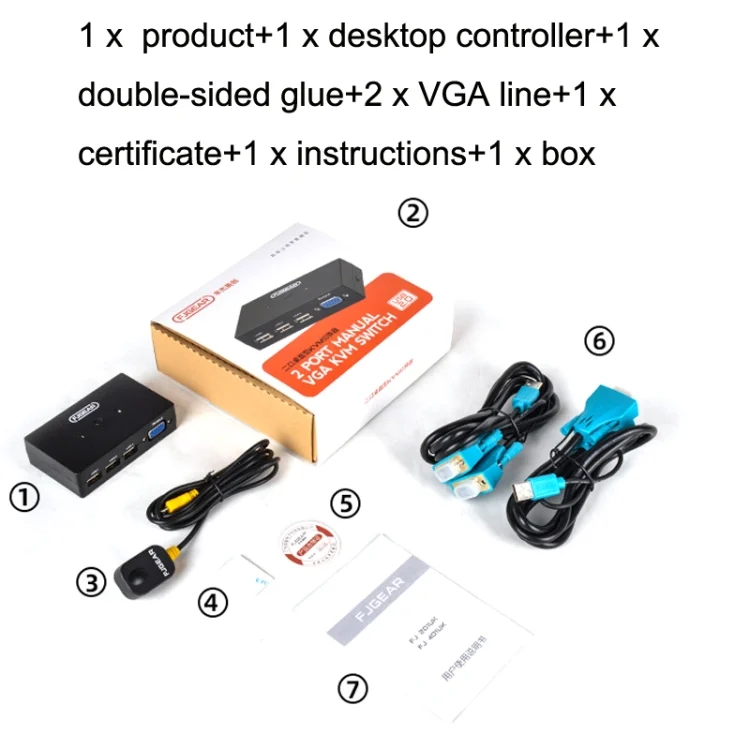 TBD0602946301_B5.webp FJGEAR FJ-201UK 2 In 1 Out  KVM Switcher With Desktop Controller With Cable - Image 6