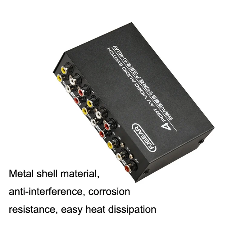 TBD0602964901_B3.webp FJGEAR FJ-401AV Lotus Head Interface 4-way AV Audio and Video Switcher - Image 4