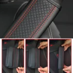Fiber Leather Embossed Car Seat Belt Shoulder Cover Protector - Image 5