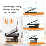 Double Layer Foldable Lift Laptop Stand Aluminum Computer Heightening Bracket - Image 3