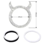 2 PCS Car Starter Button With Diamond Small Devil Decorative Ring - Image 3