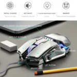 Dark Alien V710 7 Keys Metal Office Wired Glowing Mouse, Cable Length: 1.78m - Image 5