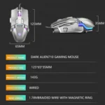 Dark Alien V710 7 Keys Metal Office Wired Glowing Mouse, Cable Length: 1.78m - Image 7