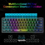 ZIYOULANG K61 62 Keys Game RGB Lighting Notebook Wired Keyboard, Cable Length: 1.5m - Image 3