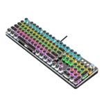 K820 104 Keys Retro Punk Plating Knob Glowing Wired Green Shaft Keyboard, Cable Length: 1.6m, Style:
