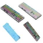 K820 104 Keys Retro Punk Plating Knob Glowing Wired Green Shaft Keyboard, Cable Length: 1.6m, Style: - Image 2