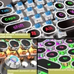 K820 104 Keys Retro Punk Plating Knob Glowing Wired Green Shaft Keyboard, Cable Length: 1.6m, Style: - Image 4