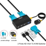 FJGEAR FJ-210UK 2 Ports HD VGA To KVM Switcher With Desktop Controller - Image 3