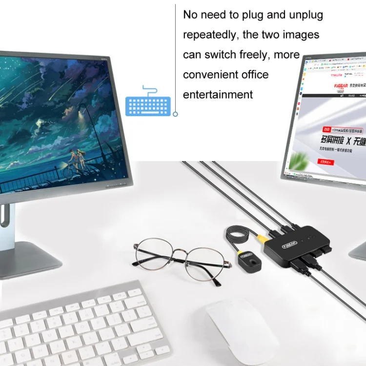 TBD06030645_4.webp FJGEAR2 FJ-U302 3 In 2 Out USB Shared Shared Switch Expander With Desktop Controller Cable - Image 5
