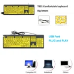 T801 104 Keys Special People Children Old Man Big Letters USB Wired Keyboard, Cable Length: 1.38m - Image 6