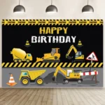 1.5m x 1m Construction Vehicle Series Happy Birthday Photography Background Cloth