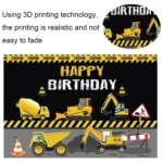 1.5m x 1m Construction Vehicle Series Happy Birthday Photography Background Cloth - Image 4