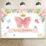 1.5m X 1m Butterfly Pattern Photography Backdrop Birthday Party Decoration Background Cloth