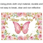 1.5m X 1m Butterfly Pattern Photography Backdrop Birthday Party Decoration Background Cloth - Image 4