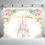 1.5m X 1m Cartoon Castle Photography Background Cloth Birthday Party Scene Decoration