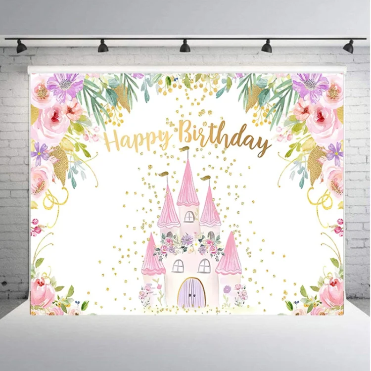 1.5m X 1m Cartoon Castle Photography Background Cloth Birthday Party Scene Decoration