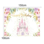 1.5m X 1m Cartoon Castle Photography Background Cloth Birthday Party Scene Decoration - Image 3