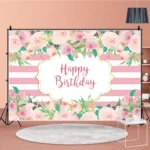 1.5m x 1m Flower Series Happy Birthday Party Photography Background Cloth