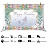120 x 80cm Mermaid Happy Birthday Photography Background Cloth - Image 3