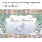 120 x 80cm Mermaid Happy Birthday Photography Background Cloth - Image 4