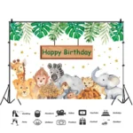1.5m x 1m Animal Forest Cartoon Birthday Party Banquet Decoration Photo Background Cloth - Image 3