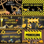 1.2m x 0.8m Construction Vehicle Series Happy Birthday Photography Background Cloth - Image 2