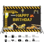 1.2m x 0.8m Construction Vehicle Series Happy Birthday Photography Background Cloth - Image 3