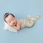 Newborn Photography Clothing Mermaid Modeling Jumpsuit + Headdress Set - Image 6