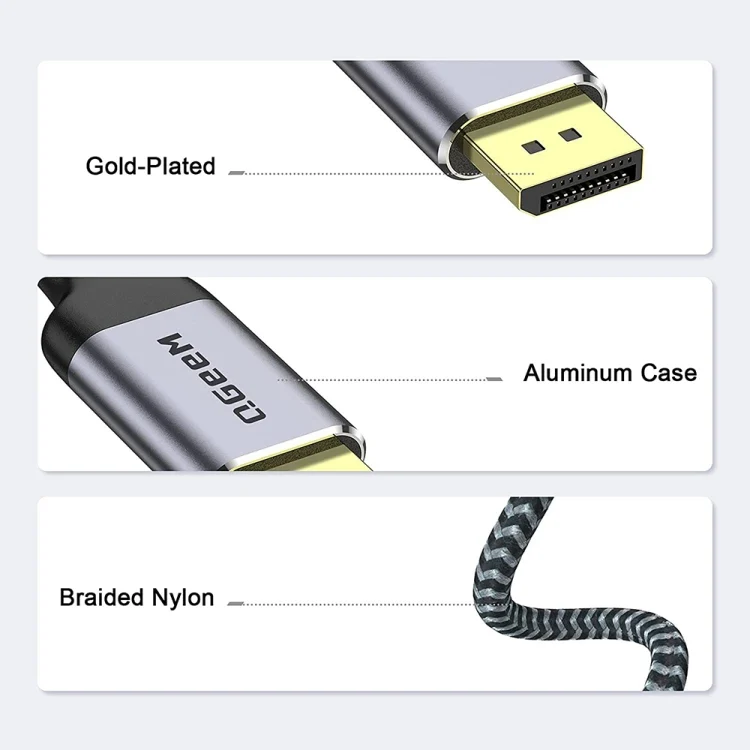 TBD0603182501_B2.webp QGeeM QG-UA13 Type-C To DP 4K 60Hz Nylon Braided Adapter Cable, Length: - Image 3