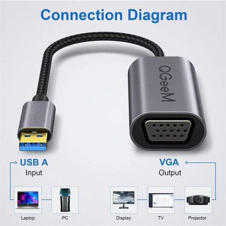 TBD0603182801_B2.webp QGeeM QG-UA07-A USB 3.0 to VGA High Speed Transfer Multi-Display Video Converter - Image 3