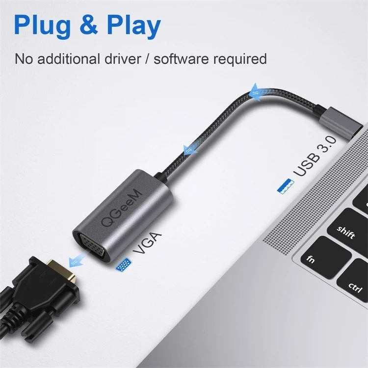 TBD0603182801_B3.webp QGeeM QG-UA07-A USB 3.0 to VGA High Speed Transfer Multi-Display Video Converter - Image 4