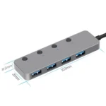 HS0059 Independent Switch USB 3.0 4 Ports Extension Type-C / USB-C Aluminum Alloy HUB, Cable Length: - Image 2
