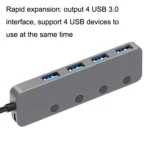 HS0059 Independent Switch USB 3.0 4 Ports Extension Type-C / USB-C Aluminum Alloy HUB, Cable Length: - Image 3