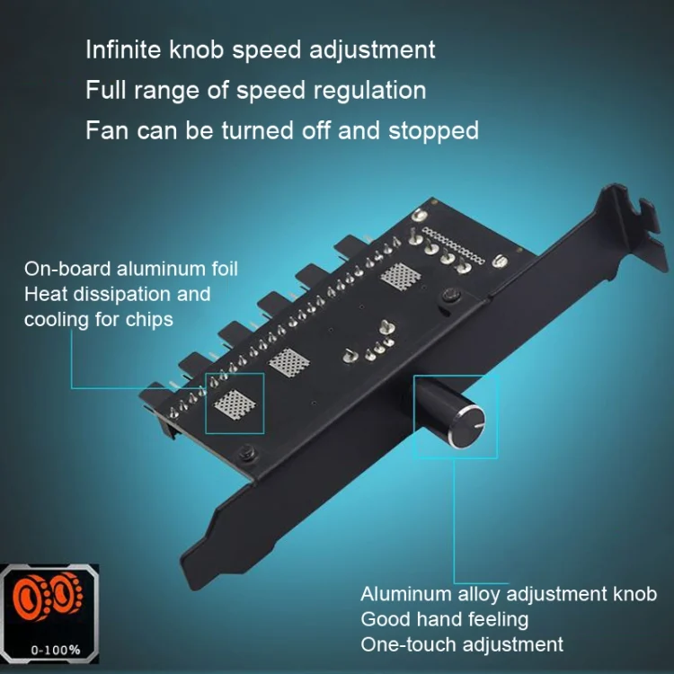 TBD0603236601_B4.webp PIC Bit Case Cooling Fan Control Switch PWM 6 Way Computer Fan Speed Controller - Image 5