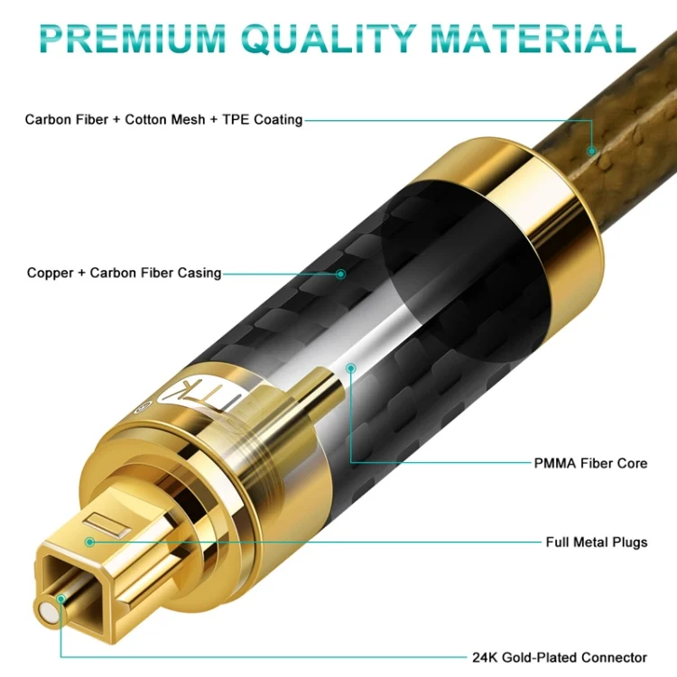 TBD0603296401_B2.webp EMK GM/A8.0 Digital Optical Fiber Audio Cable Amplifier Audio Gold Plated Fever Line, Length: - Image 3